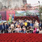 Group photo at cultural site during Vietnam tour